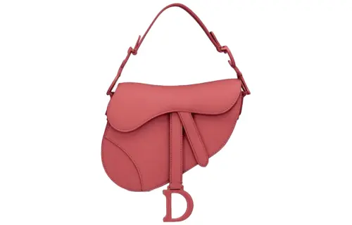 DIOR Saddle Cow Leather Saddle Bag Handbag Mini Unisex Pink