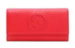 GUCCI Soho Cow Leather Long Flap Wallet Women's Red