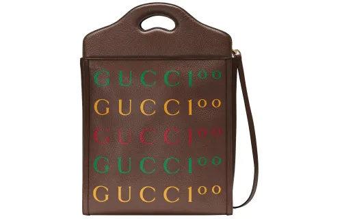 GUCCI Leather Handbag Medium Unisex Brown