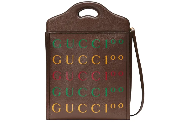 GUCCI Leather Handbag Medium Unisex Brown