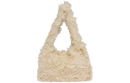 MIU MIU Shearling Tote Bag, Shopping Bag, Shoulder Bag, Handbag Women's Ivory