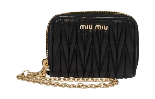 MIU MIU Matelassé Nappa Soft Leather Wallet Women's Black