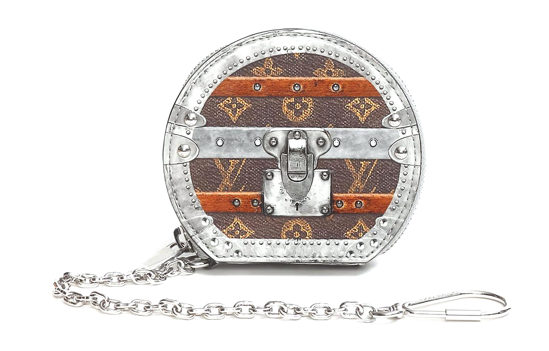 LOUIS VUITTON Canvas Coin Purse Micro Women's Silver Brown