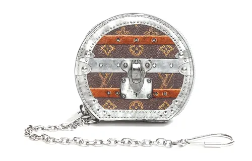 LOUIS VUITTON Canvas Coin Purse Micro Women's Silver Brown
