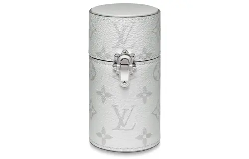LOUIS VUITTON Leather Canvas Travel Pack Perfume Storage Box Men's White