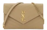 SAINT LAURENT Leather Envelope Bag, Wallet, Shoulder Bag, Crossbody Bag Women's Milk Coffee