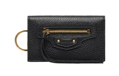 Balenciaga Neo Classic Grained Calfskin Key Pouch Women's Black