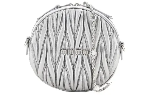 MIU MIU Lambskin Shoulder Bag Mini Women's Silver