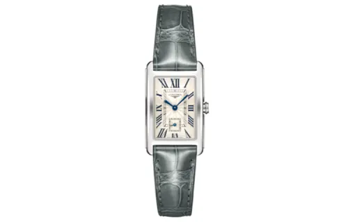 LONGINES Quartz waterproof white dial, case stainless steel, watch strap, quartz mechanism, 37mm, crocodile