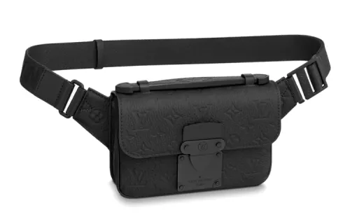 LOUIS VUITTON Cow Leather Fanny Pack Sling Bag Crossbody Bag Men's Black