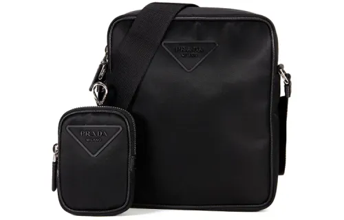 PRADA Nylon Fabric Crossbody Bag Men's Black