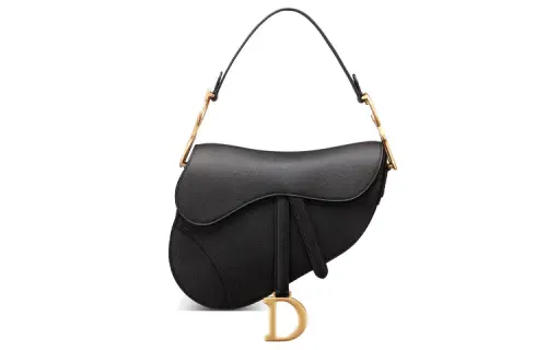 DIOR Saddle Grain Cow Leather Saddle Bag, One Shoulder Handbag Regular Women's Black