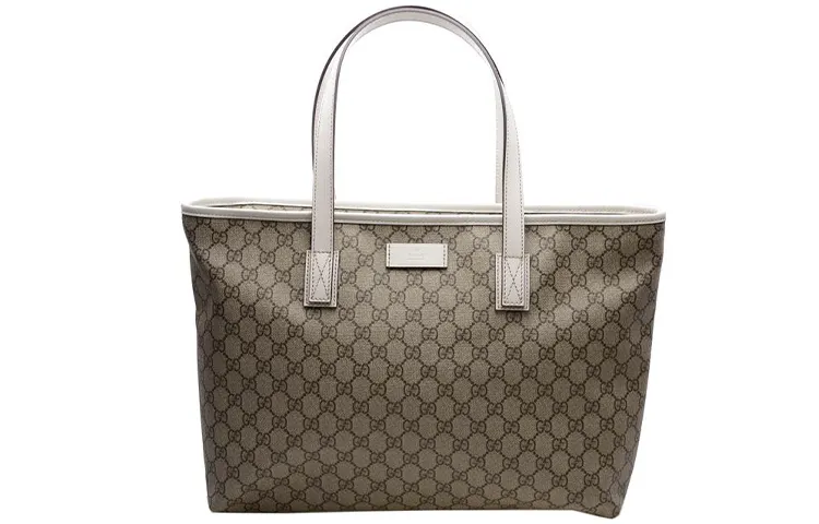GUCCI PVC Tote Canvas Bag, One Shoulder Handbag Women's Ebony/White