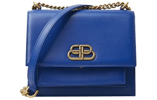 Balenciaga Calfskin Trunk Bag, Shoulder Bag, Crossbody Bag Women's Blue
