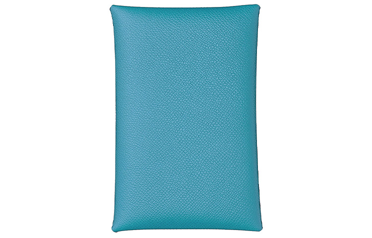 HERMES Hermès Calvi Series Madame Calf Leather 4 Card Slots Silver Buckle Handheld Card Holder Women's Northern Blue