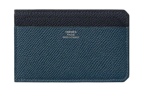 HERMES Cow Leather Card Holder Men's Indigo