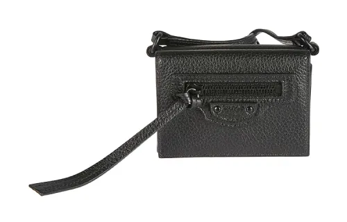 Balenciaga Cow Leather Wallet Coin Purse Men's Black