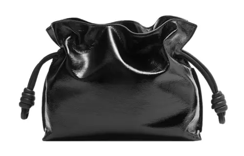 LOEWE Flamenco Patent Leather Handheld Shoulder Bag, Crossbody Bag Medium Women's Black