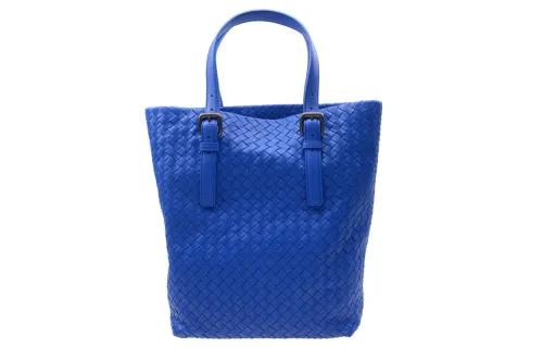 Bottega Veneta Sheepskin Tote Bag, Shopping Bag, Handbag Regular Women's Blue