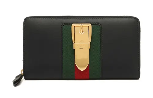GUCCI Sylvie Leather Wallet Regular Women's Black