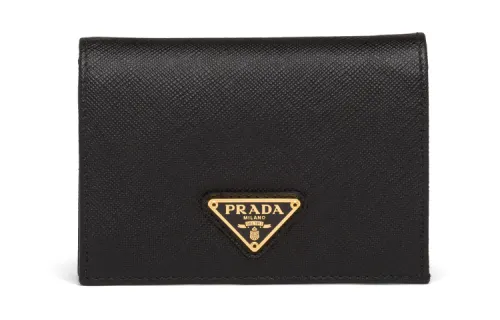 PRADA Saffiano Leather Wallet Small Women's Black