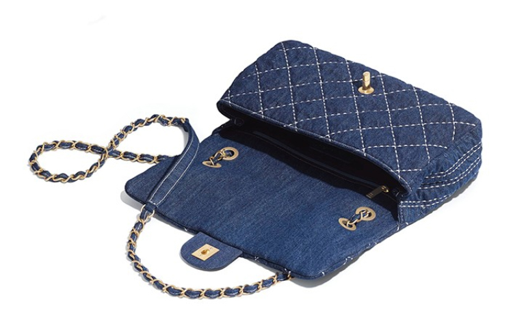 Женская сумка Chanel Classic Flap CF (джинсово-синяя) — фото 3