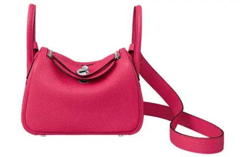 HERMES Lindy Taurillon Clemence Cow Leather Handbag 19 Women's I6 Rose Extreme Pink