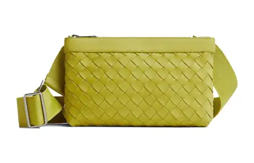 Bottega Veneta Leather Calfskin Messenger Bag, Shoulder Bag, Crossbody Bag Unisex Green