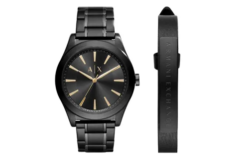ARMANI EXCHANGEAE Wrist Watches Quartz Movement Steel Strap Black Dial Men's Watches Box
