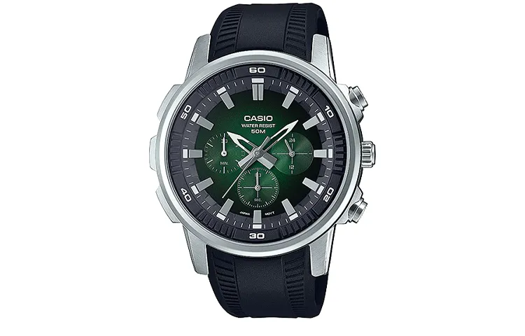 CASIO Men DRESS Green Watch MTP-E505-3AV