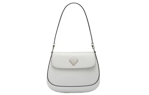 PRADA Leather Shoulder Bag Women's White