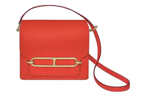 HERMES Roulis Cow Leather Crossbody Bags 18 Women's Flame Orange