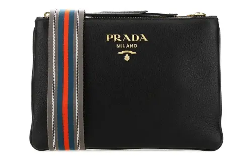 PRADA Cow Leather Shoulder Backpack Shoulder Bag Unisex Black