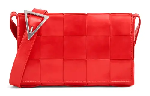 Bottega Veneta CASSETTE Cow Leather Tofu Bag, Shoulder Bag, Crossbody Bag Unisex Red