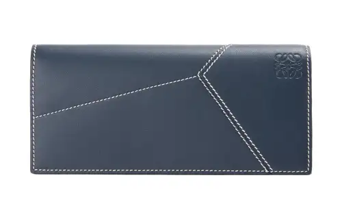 LOEWE Puzzle Smooth Cow Leather Wallet Men's Blue