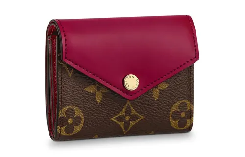 LOUIS VUITTON Cow Leather Wallet Women's Rose Red