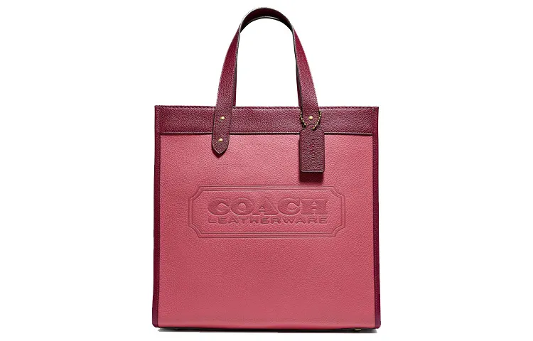 COACH Field Leather Tote Bag, Shopping Bag, Shoulder Bag, Crossbody Bag, Handbag Small Women's Strawberry Rouge Red
