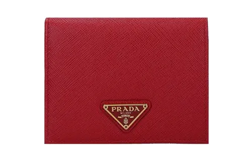 PRADA Leather Wallet Women's Red