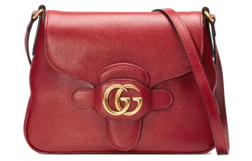 GUCCI Leather Messenger Bag, Shoulder Bag, Crossbody Bag Small Women's Red