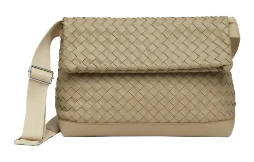 Bottega Veneta Intrecciato Leather Crossbody Bag Men's Taupe