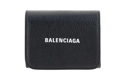 Balenciaga Trifold Cow Leather Wallet Men's Black