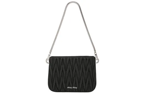 MIU MIU SASSY Soft Sheep Leather Handbag Medium Women's Black