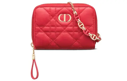 DIOR Sheepskin Clutch Mini Women's Red