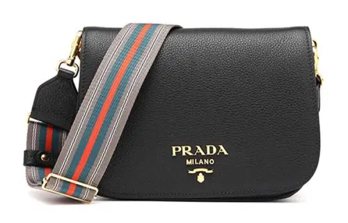 PRADA Cow Leather Shoulder Bag Women's Black