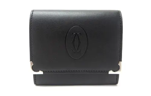 CARTIER Cow Leather Coin Purse Women's Black