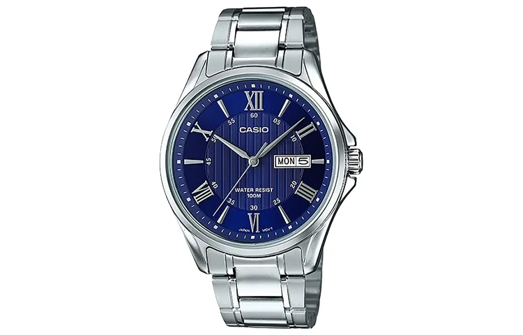 CASIO STANDARD Quartz Movement Stainless Steel Strap Watch Men's Watches Blue Dial