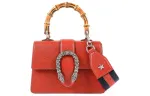 GUCCI Dionysus Leather Shoulder Bag, Crossbody Bag, Handbag Mini Women's Red
