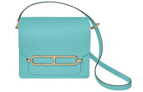 HERMES Roulis Calfskin Crossbody Bags Mini Women's Sky Blue