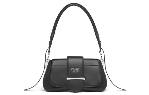 PRADA Sidonie Calfskin One Shoulder Handbag Women's Black