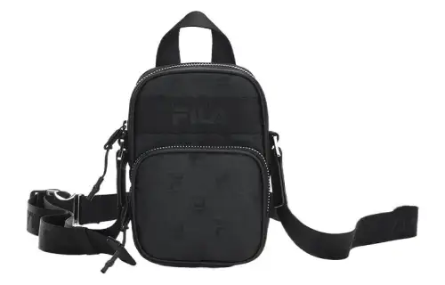 FILA Athletics Fabric, Synthetic Leather Crossbody Handbag Unisex Pure Black